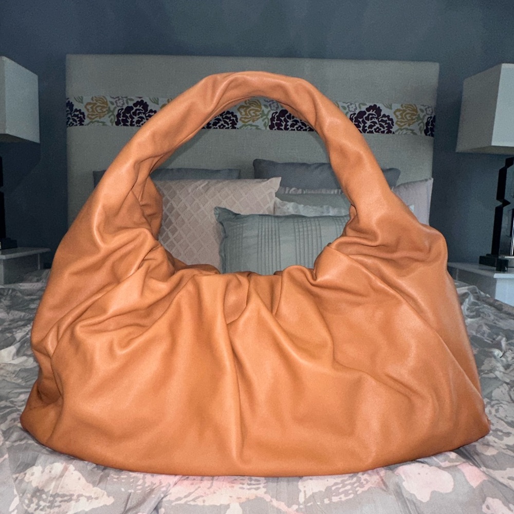 NWT Bottega Veneta Maxi Shoulder Pouch Bag Clay/Gold